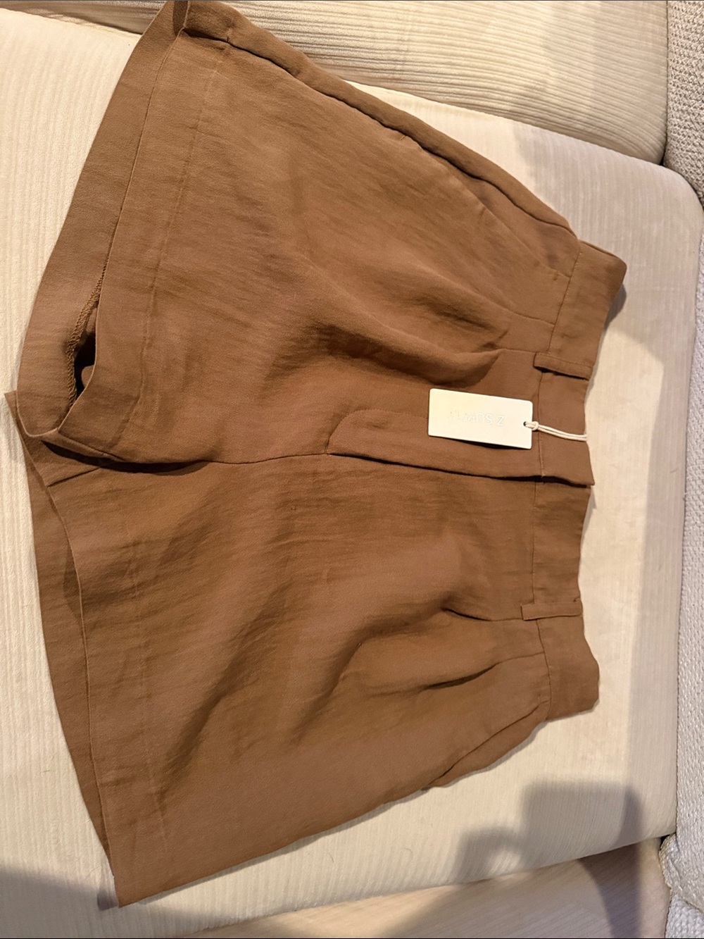 Z Supply Brown High-Waist Linen-Blend Bermuda Shorts new with tags.